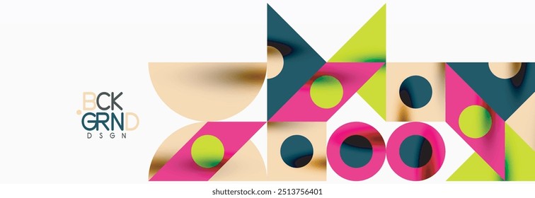 Trendy colorful circles, lines, arrows, triangles and other geometric shapes. Vector Illustration For Wallpaper, Banner, Background, Card, Book Illustration, landing page