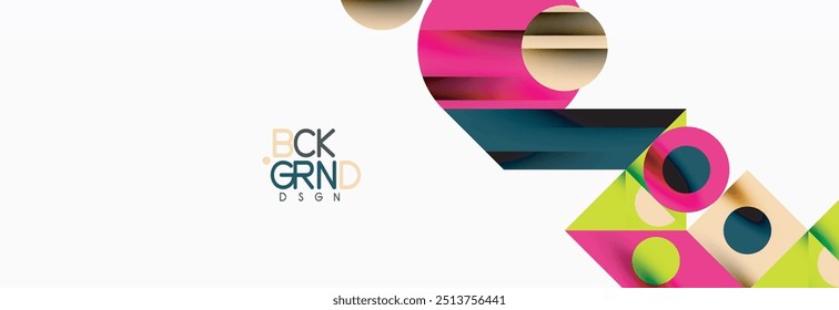 Trendy colorful circles, lines, arrows, triangles and other geometric shapes. Vector Illustration For Wallpaper, Banner, Background, Card, Book Illustration, landing page