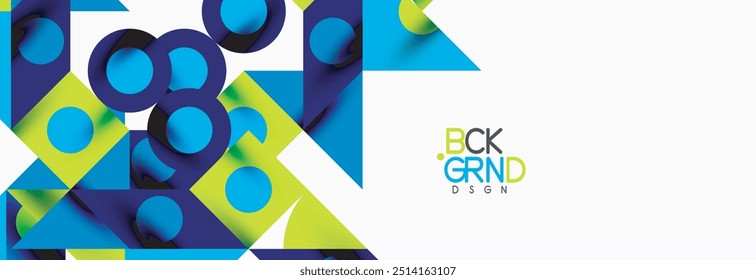 Trendy colorful circles, lines, arrows, triangles and other geometric shapes. Vector Illustration For Wallpaper, Banner, Background, Card, Book Illustration, landing page
