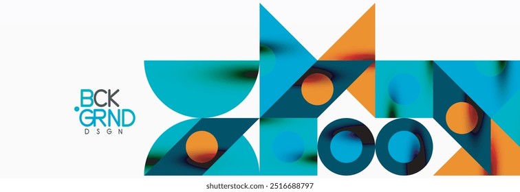Trendy colorful circles, lines, arrows, triangles and other geometric shapes. Vector Illustration For Wallpaper, Banner, Background, Card, Book Illustration, landing page