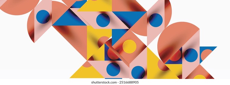 Trendy colorful circles, lines, arrows, triangles and other geometric shapes. Vector Illustration For Wallpaper, Banner, Background, Card, Book Illustration, landing page