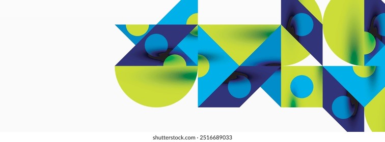 Trendy colorful circles, lines, arrows, triangles and other geometric shapes. Vector Illustration For Wallpaper, Banner, Background, Card, Book Illustration, landing page