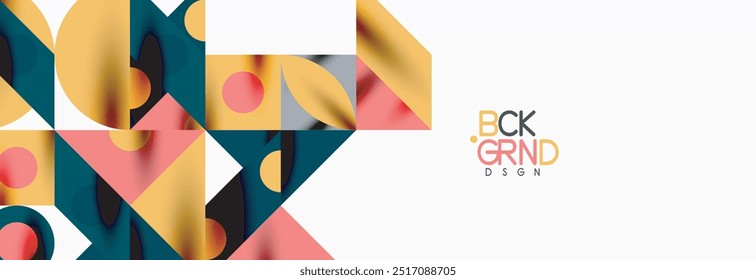 Trendy colorful circles, lines, arrows, triangles and other geometric shapes. Vector Illustration For Wallpaper, Banner, Background, Card, Book Illustration, landing page