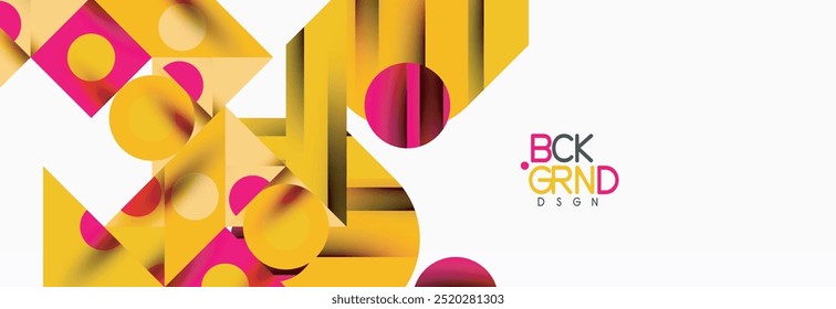 Trendy colorful circles, lines, arrows, triangles and other geometric shapes. Vector Illustration For Wallpaper, Banner, Background, Card, Book Illustration, landing page