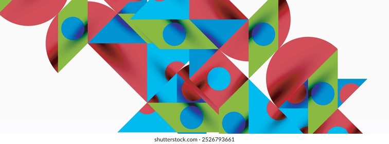 Trendy colorful circles, lines, arrows, triangles and other geometric shapes. Vector Illustration For Wallpaper, Banner, Background, Card, Book Illustration, landing page
