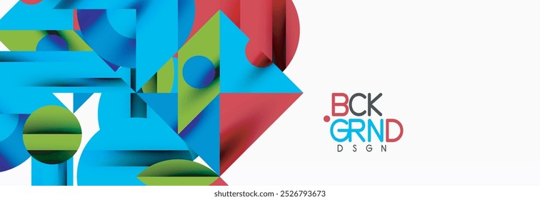Trendy colorful circles, lines, arrows, triangles and other geometric shapes. Vector Illustration For Wallpaper, Banner, Background, Card, Book Illustration, landing page