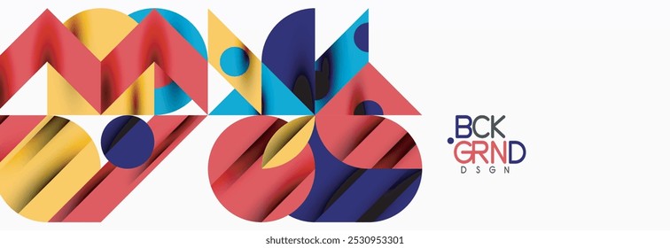 Trendy colorful circles, lines, arrows, triangles and other geometric shapes. Vector Illustration For Wallpaper, Banner, Background, Card, Book Illustration, landing page