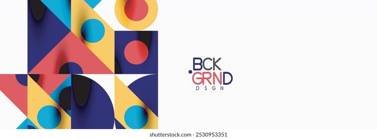 Trendy colorful circles, lines, arrows, triangles and other geometric shapes. Vector Illustration For Wallpaper, Banner, Background, Card, Book Illustration, landing page