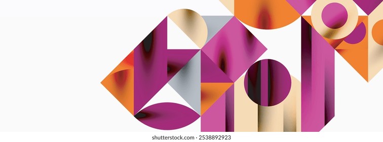 Trendy colorful circles, lines, arrows, triangles and other geometric shapes. Vector Illustration For Wallpaper, Banner, Background, Card, Book Illustration, landing page