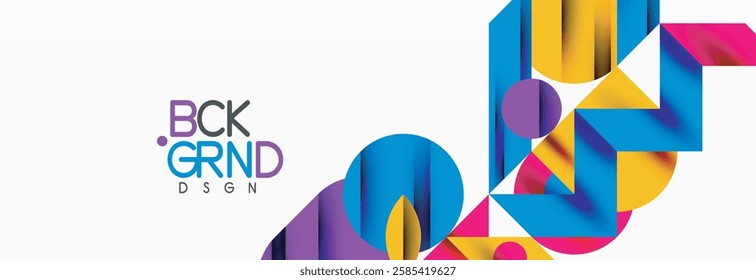 Trendy colorful circles, lines, arrows, triangles and other geometric shapes. Vector Illustration For Wallpaper, Banner, Background, Card, Book Illustration, landing page
