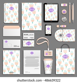 Trendy colorful Corporate identity template set. Business stationery mock-up with logo. Branding design. Colorful background.