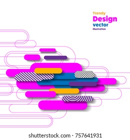Trendy colorful design from simple rounded shapes in color. Vector illustration.