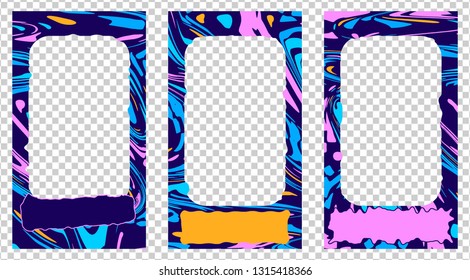 Trendy colorful editable templates for social networks stories, instagram story, vector illustration set, frames. Design backgrounds for social media. 