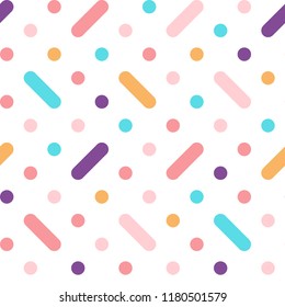 Trendy Colorful Flat Seamless Pattern with Dots. Bright Modern Minimal Textile Background. Vector Baby Illustration for Your Design.