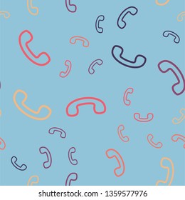 trendy colorful flat vector retro telephone handset seamless pattern. Vintage phone icon
