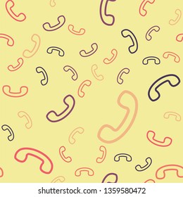 trendy colorful flat vector retro telephone handset seamless pattern. Vintage phone icon