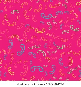 trendy colorful flat vector retro telephone handset seamless pattern. Vintage phone icon