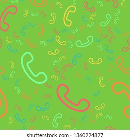 trendy colorful flat vector retro telephone handset seamless pattern. Vintage phone icon