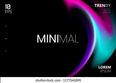 Trendy Colorful Fluid Gradient on Black Background Design. Abstract Minimalistic Backdrop. Color Flow