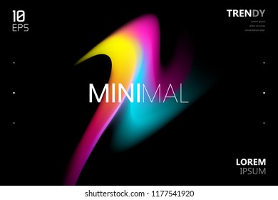 Trendy Colorful Fluid Gradient on Black Background Design. Abstract Minimalistic Backdrop. Color Flow