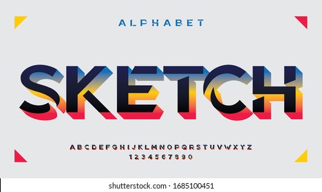 Trendy colorful fonts, minimal classic urban modern futuristic typeface typo typography and number, uppercase lowercase. Vector illustration of modern alphabet and fonts.