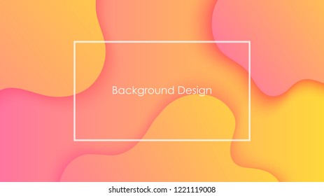 Trendy colorful geometric fluid shapes and bright wavy elements. Gradient background template. Dynamic abstract design cards. Composition perfect for flyers, banners, poster, web, landing page.