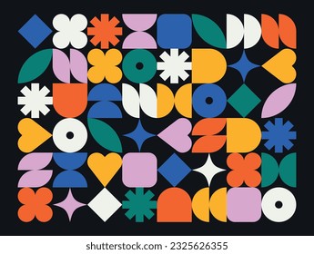 Trendy colorful geometric pattern. Neo geo pattern influenced by Bauhaus.