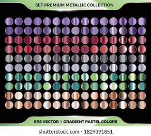 Trendy colorful gradient purple  maroon  silver  green  gold combination mega set collection metal pastel palettes for border frame ribbon cover label templates