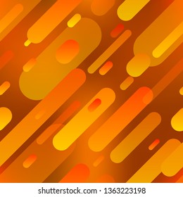 Trendy colorful gradient shapes composition, orange lines seamless pattern