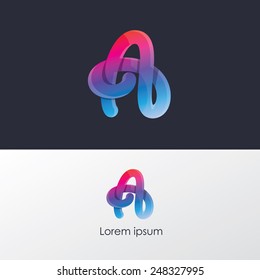 trendy colorful gradient style letter a logo element for business visual identity- overlapping type script- web based company logo