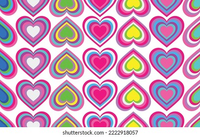 Trendy colorful graphic pattern vector. Design concept modern colored heart shape. Great for decorative poster, flyer, banner, prints, paper or fabric. Sweet bright multicolor abstract background. 