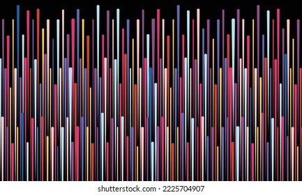 Trendy colorful graphic vector background. Rising-up stripes layers present moving color lines. Abstract pattern design for decorative poster, flyer, banner, prints, paper, wrapping,fabric or fashion.