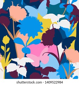 Trendy and colorful Modern and silhouette of protea floral and botanical plants seamless pattern in stylish vector pop art style design for fashion,fabric,web,wallpaper, and all prints 