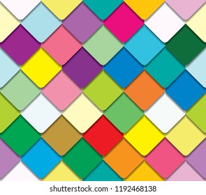 Trendy colorful mosaic seamless background. Paper origami pieces.