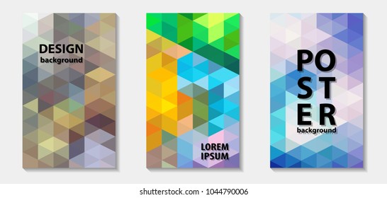 Trendy colorful mosaic template covers design. Geometric vector pattern gradients.  Design backgrounds for brochure and promotion template.