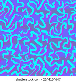 Trendy colorful scribble. Vivid fluorescent colors. Vector. Abstract seamless pattern. Design for fabric, wallpaper.