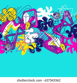 Trendy colorful seamless pattern. Abstract modern color elements in graffiti style.