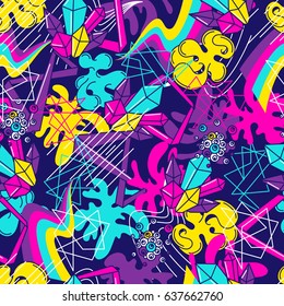 Decoración moderna y colorida. Resumen de los elementos modernos de color en estilo graffiti.