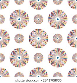 trendy and colorful seamless pattern featuring decorative circles. This design is perfect for printing on fabrics.