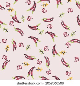 Trendy colorful seamless pattern with peppers. Vector illustration