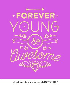Trendy bunter Typografie mit handgezeichneten Elementen für T-Shirt-Druck, Poster, Karte.