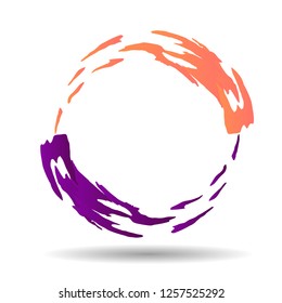 Trendy colorful vector image with circle shape in purple and living coral trend color of the 2019 year.