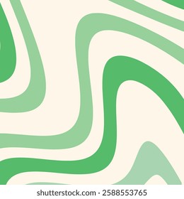 Trendy colorful waves vector illustration abstract background in retro vintage style with green and beige color. Suitable for cover, banner, presentation and card design