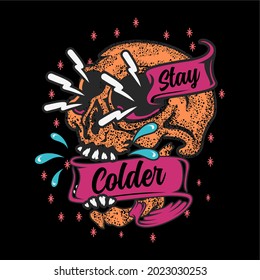 Trendy, Colorful And Youthful Tattoo Style Skull T-shirt Design Vector Illustration