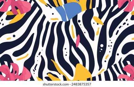 trendy colorful zebra print pattern . Animal striped vector background for texture design, wrapping paper, table clothes and wallpaper
