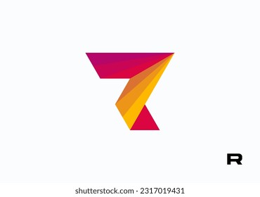 trendy coloring letter R based on tringle and media logo symbol