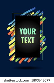 Colores de moda. Composición vertical, marco con diseño abstracto moderno. Vector, neón, imagen de afiche fluido con textura abstracta para papel de pared, volante, portada de revista. Copiar espacio para texto, anuncio