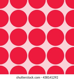 Trendy colour polka dot seamless pattern. Dots fashion background with red and pink circles