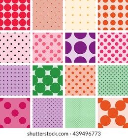 Trendy colour polka dot seamless pattern. Dots fashion background with circles