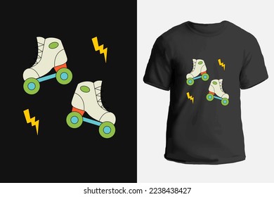 Trendy colourful print in a nostalgic style with rollers. Vector illustration for a T-shirt.
